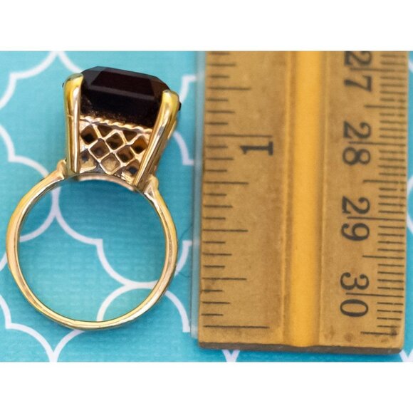Size 8, Vintage Art Deco Geometric Gem Gold Plated Ring - R37 - Picture 4 of 4